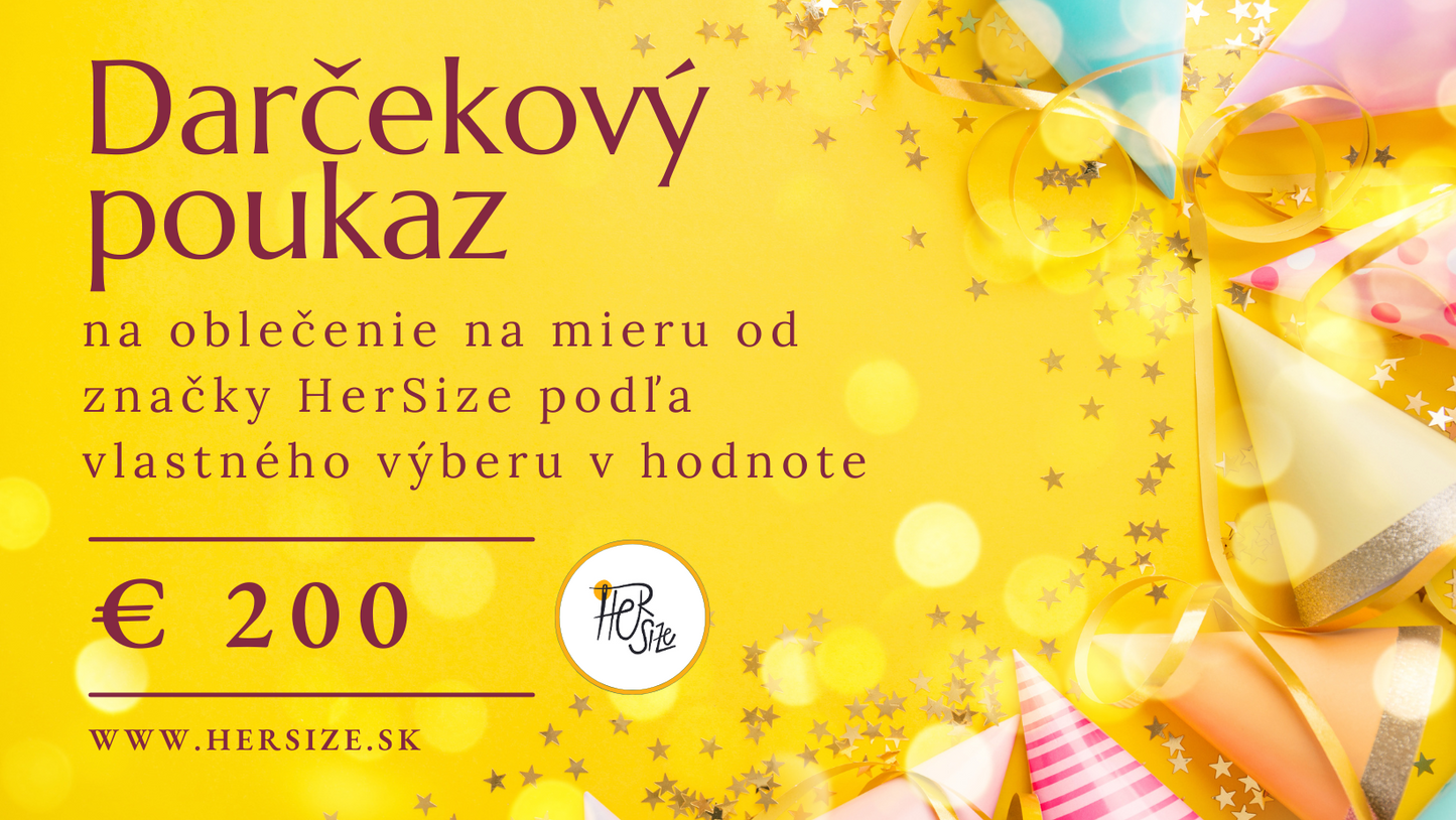 Darčekový poukaz HerSize v hodnote 200 eur
