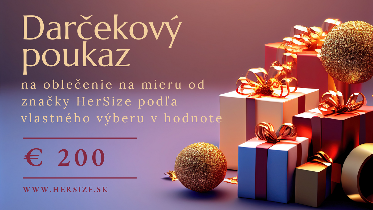 Darčekový poukaz HerSize v hodnote 200 eur
