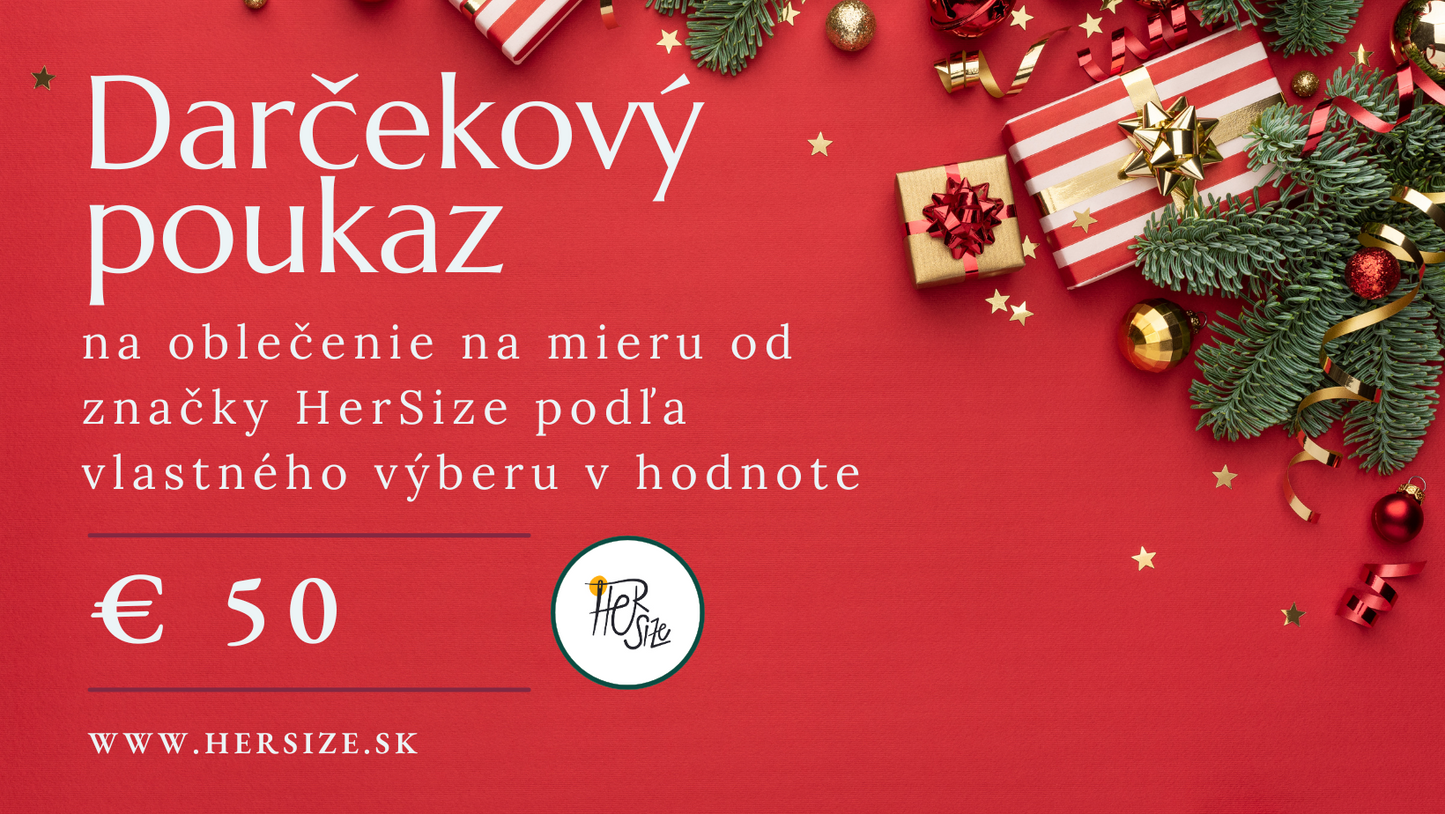 Darčekový poukaz HerSize v hodnote 50 eur