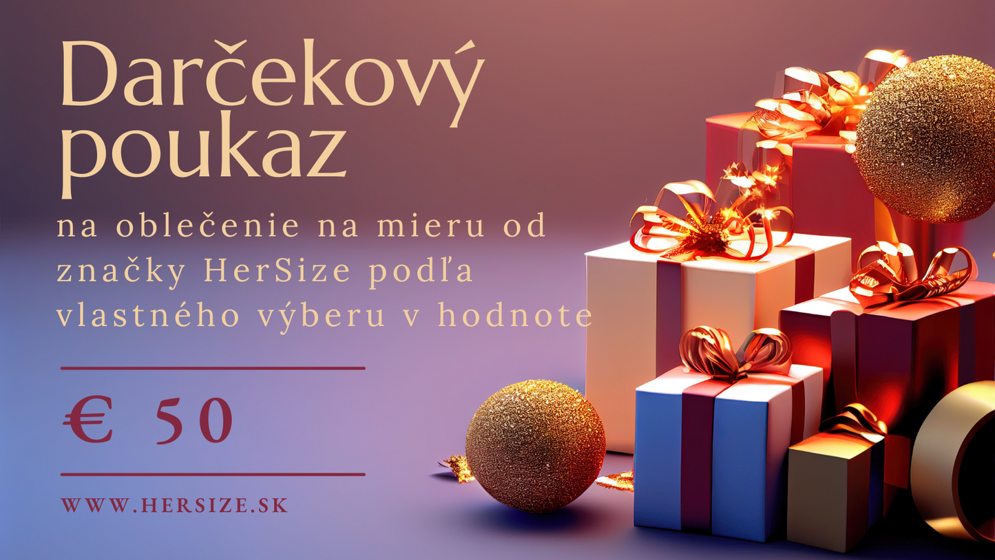 Darčekový poukaz HerSize v hodnote 50 eur